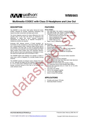 WM8985GEFL datasheet  